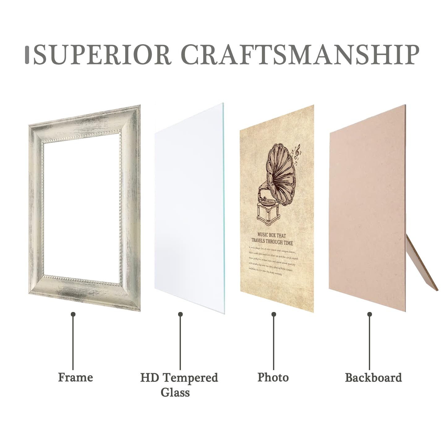 TKYGU 4x6 Picture Frames Set of 4- Rustic Retro Photo Frame with Real Glass Wall Mount and Tabletop Display Family Friends Weddi